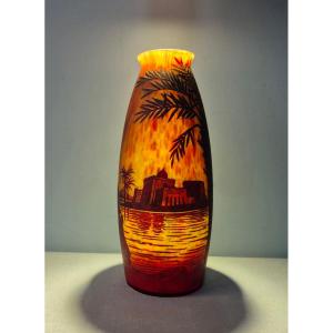 Glass Paste Vase: The Degué Palm Grove.