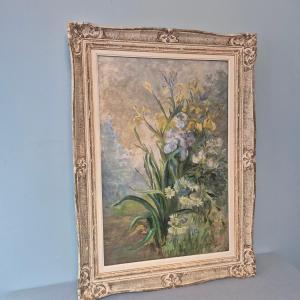 Bouquet Of Wild Flowers: Signed Oil On Canvas.