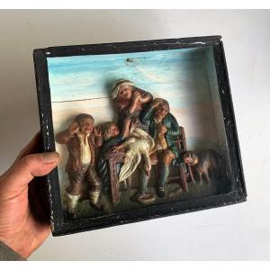 Small 19th Century Diorama Frame From The Sad Fate Of The Goose