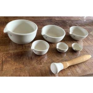 Series Of Six Apothecary Mortars In White Porcelain 19th