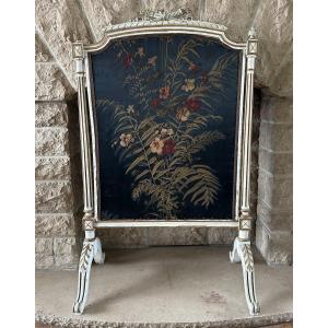 Louis XV Fireplace Screen - Firewall - Embroidered With Flowers