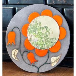 Large François Lembo Mirror 1970 Vallauris - 50 Cm