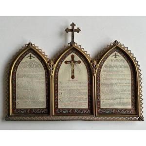 Hotel Canon Triptych In Gilded Brass 19th Century