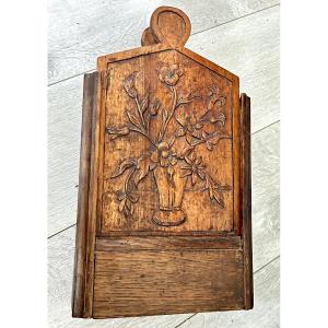 Flour Bin Carved With A Flower Basket
