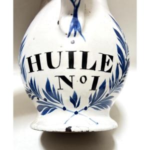 18th Century Earthenware Apothecary Pitcher - Oil No. 1