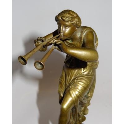 Bronze - The Euterpe Muse Playing With The Aulos