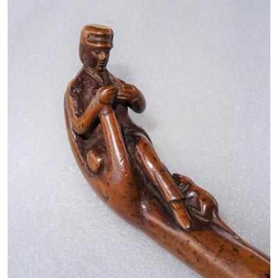 Folk Art Cane - The Reader And His Dog