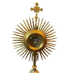 Large Reliquary Monstrance Of Saint Bridget In Gilded Metal, Late 19th – Early 20th Century.