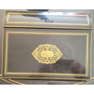 Napoleon III Travel Writing Slope In Ebonized Wood With Brass Inlay – 19th Century
