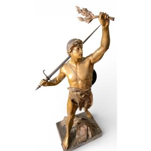 Large Bronze Sculpture “virtutes Civicae”, Signed émile Louis Picault, Late 19th Century
