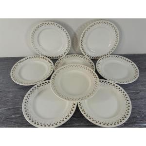 Creil And Montereau Series Of Eight Openwork Plates