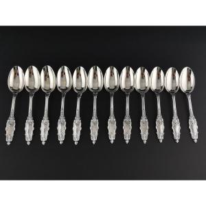 Puiforcat - "acanthus" - 12 Coffee Spoons - Minerva Silver
