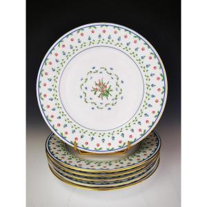 Limoges Céralene Sèvres "lafayette" - 6 Flat Plates - ø 24.5 Cm (raynaud)(12 Available)
