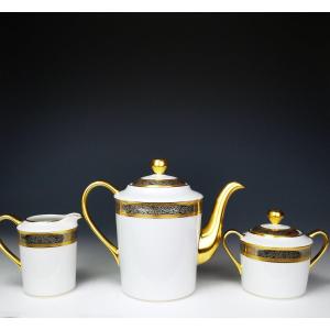 Bernardaud "vulcain" - Tea / Coffee Service - Gold And Platinum Inlay