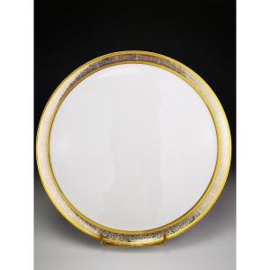 Bernardaud "vulcain" - 1 Pie Dish - Gold And Platinum Inlay