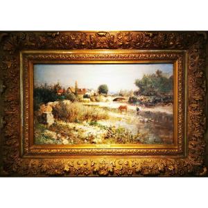 Adolphe Appian (1818-1898) - Lyon School - Oil On Canvas - Landscape In Ain