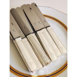 Tetard Freres - V. Bizouard - 9 Dessert Knives - 19 Cm - Minerva Silver
