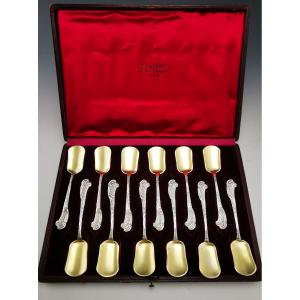 Odiot - Set Of 12 Ice Cream Scoops - Silver Minerva Vermeil