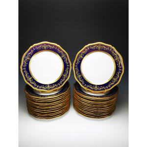Raynaud - Limoges "grand Siècle" - 1 Dinner Plate ∅ 24.5cm - Oven Fired Blue