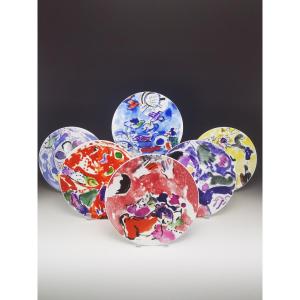Marc Chagal Pour Bernardaud - Les Vitraux d'Hadassah 1962 - 1 Dessert Plate