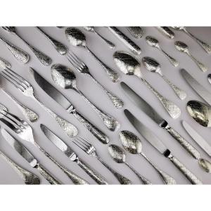 Christofle "jardin d'Eden" - 12-person Cutlery Set - 100 Pieces - Silver Plated