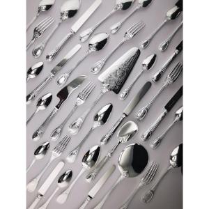 Odiot - "louveciennes" - Solid Silver Dessert Set - 10 People (54 Pieces)