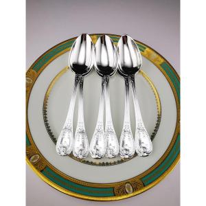 Odiot - "louveciennes" - 6 Dessert Spoons - Silver Minerva - De Foy Family