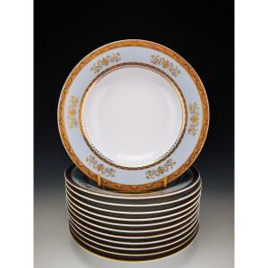 Philippe Deshoulieres - "orsay Sky Grey" - 12 Rimmed Soup Plates ø 22 Cm