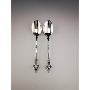 Christofle & Cardeilhac "renaissance" - Pair Of Teaspoons - 925 Silver