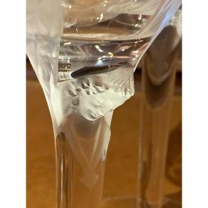 6 Lalique Smiling Angel Champagne Glasses