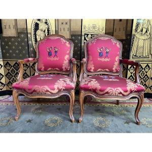 Pair Of Louis XV Style Cabriolet Armchairs