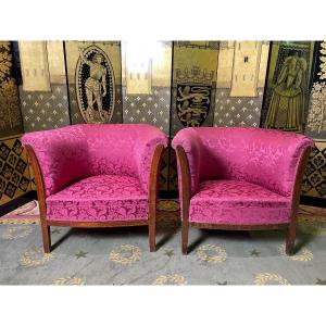 Pair Of Bergere Armchairs Art Deco Period