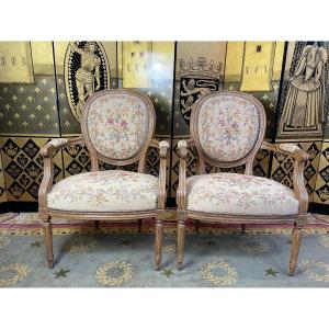 Pair Of Louis XVI Cabriolet Armchairs
