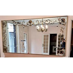 Grand Miroir De Bistrot - Brasserie Art Nouveau églomisé