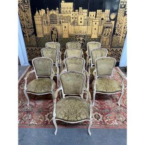 Suite De 10 Fauteuils De Style Louis XV 