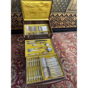 Art Deco Style Silver Plated Cutlery Set 90 Pieces