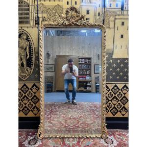Miroir époque Napoléon III doré à la feuille 