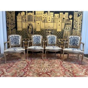 Suite De 4 Fauteuils De Style Louis XV 
