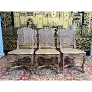 Suite Of 6 Louis XV Style Chairs - Régence Canées