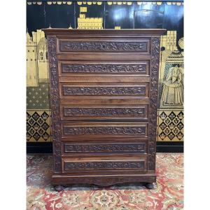 Secretary - Weekly - Cartonnier Napoleon III Carved 