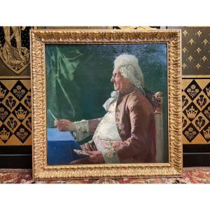 Oil On Canvas "the Card Player" Giuseppe Puricelli