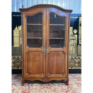 Bookcase - Showcase - Wardrobe In Solid Cherry And Oak Louis XV Style