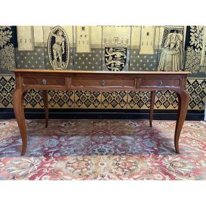 Louis XV Style Flat Desk In Blond Mahogany