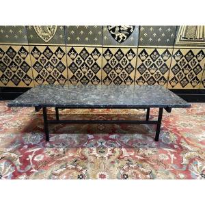 1950/1960 Iron And Marble Coffee Table
