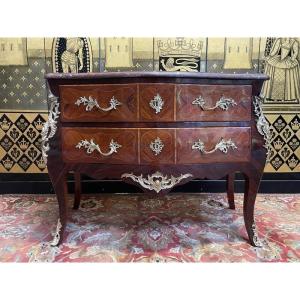 Louis XV Style Marquetry Chest Of Drawers
