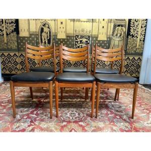 Set Of 6 Scandinavian Oak Chairs