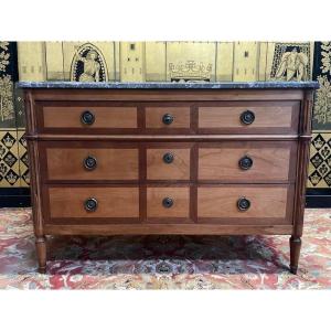 Restored Louis XVI Period Chest Of Drawers In Walnut And Cherry