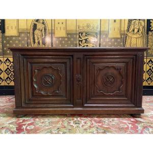 Louis XIII Carved Maltese Cross Oak Chest
