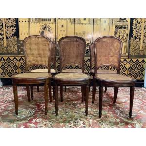 Set Of 6 Louis XVI Style Cane Chairs - Caned