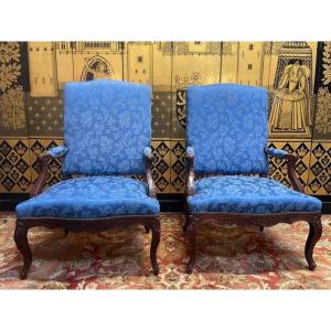 Pair Of Louis XV Cabriolet Armchairs - Regency